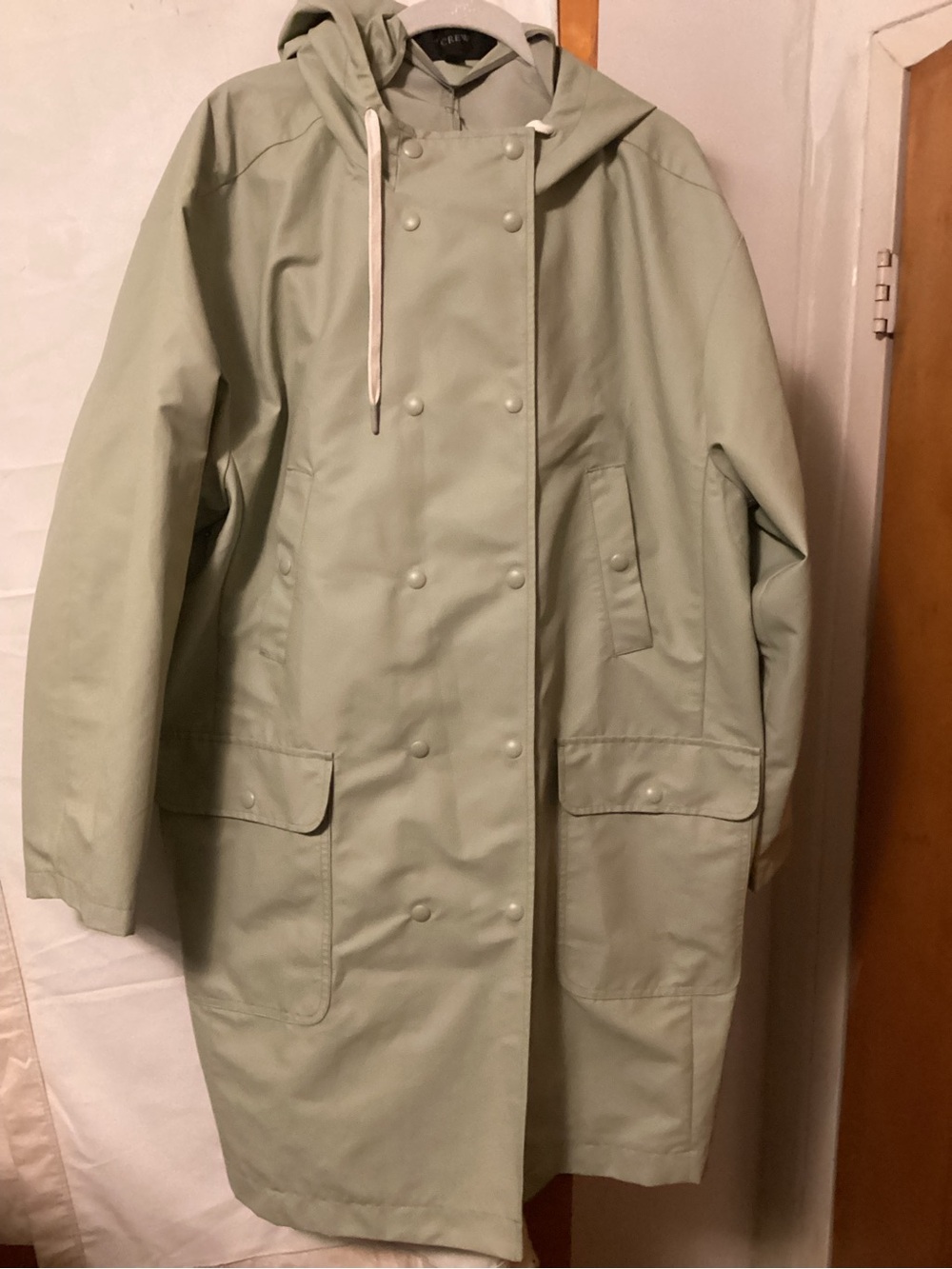 J.Crew Sage double breasted rain coat with hood SZ XL - Picture 2 of 12